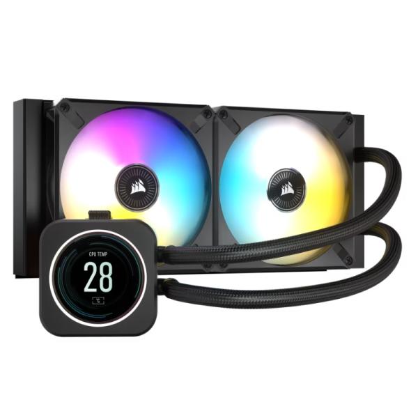 Enfriador Líquido Corsair iCUE H100i Elite LCD 240mm 2x120mm Pantalla LCD ARGB Negro