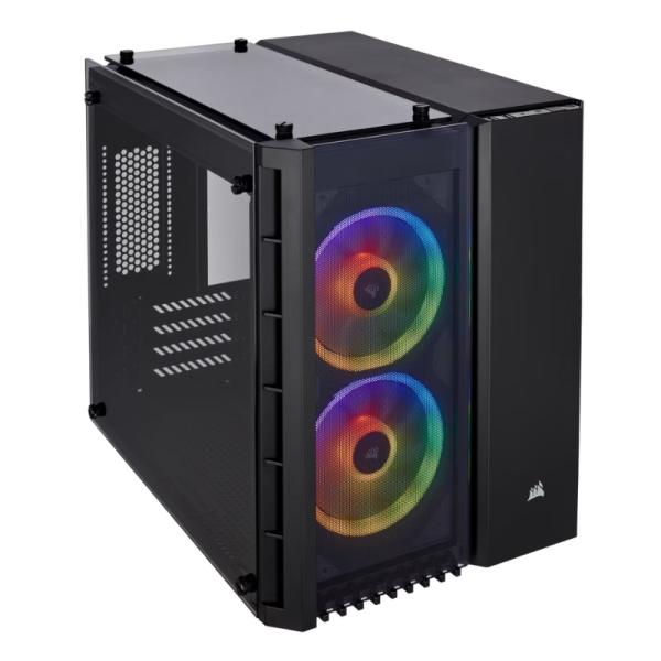 Gabinete para PC Corsair Crystal Series 280X Mini Tower Vidrio Templado 2 Ventiladores RGB Negro