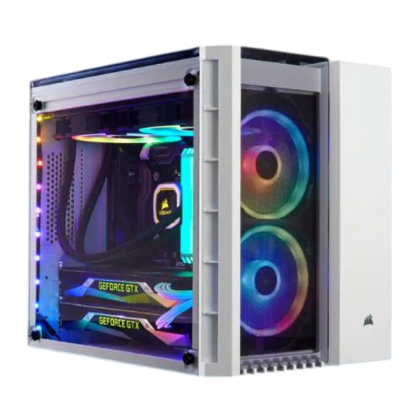 Gabinete para PC Corsair Crystal Series 280X Mini Tower Vidrio Templado 2 Ventiladores RGB Blanco