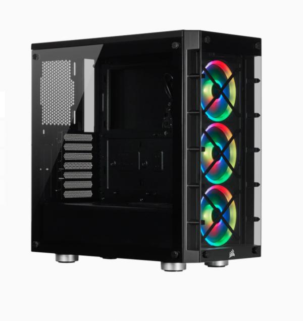 Gabinete para PC Corsair iCUE 465X Mid Tower Vidrio Templado 3 Ventiladores RGB Negro