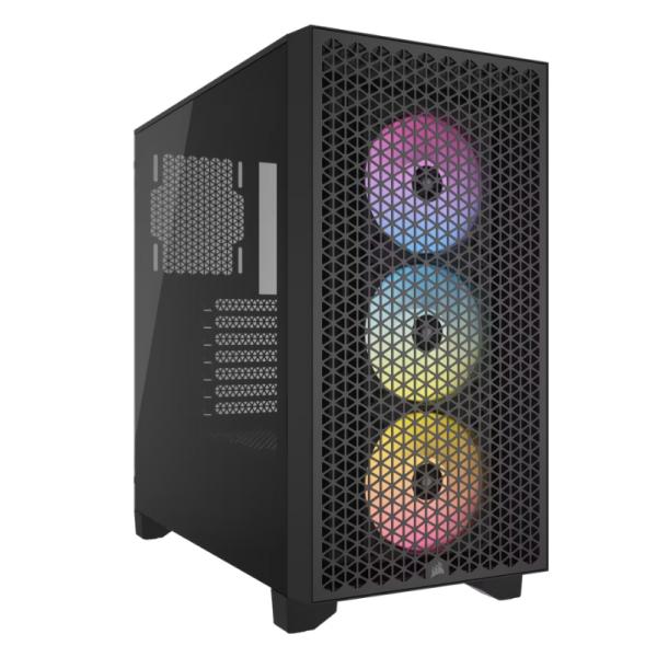 Gabinete para PC Corsair 3000D Airflow Mid Tower Vidrio Templado 3 Ventiladores RGB Negro