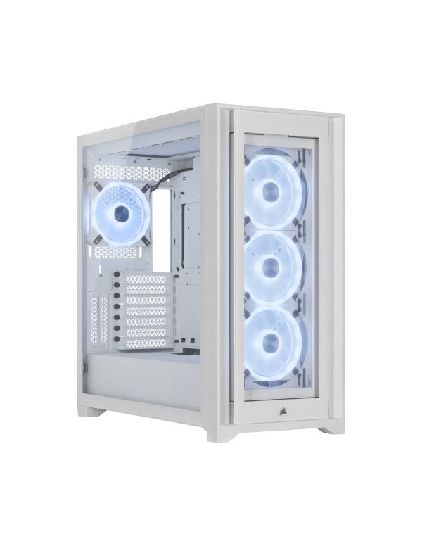 Gabinete para PC Corsair iCUE 5000X QL Edition Mid Tower E-ATX 4 Ventiladores RGB Blanco