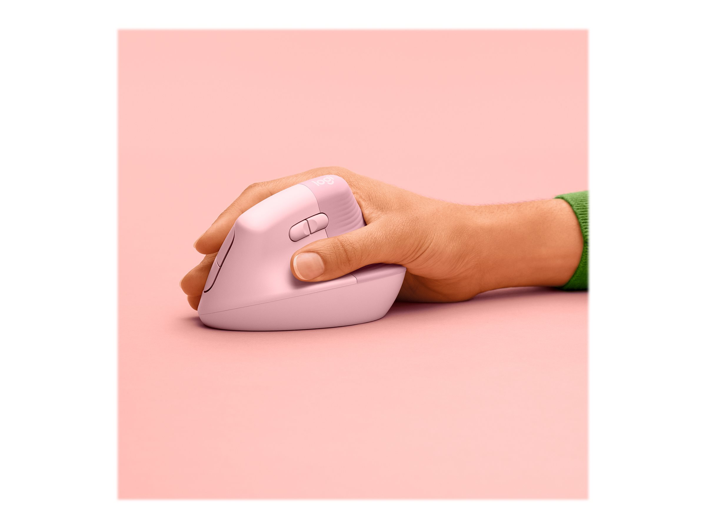 Logitech Lift Vertical Ergonomic Mouse - Ratón vertical - ergonómico - 6 botones - inalámbrico - 2.4 GHz, Bluetooth - receptor de USB Logitech Logi Bolt - rosa