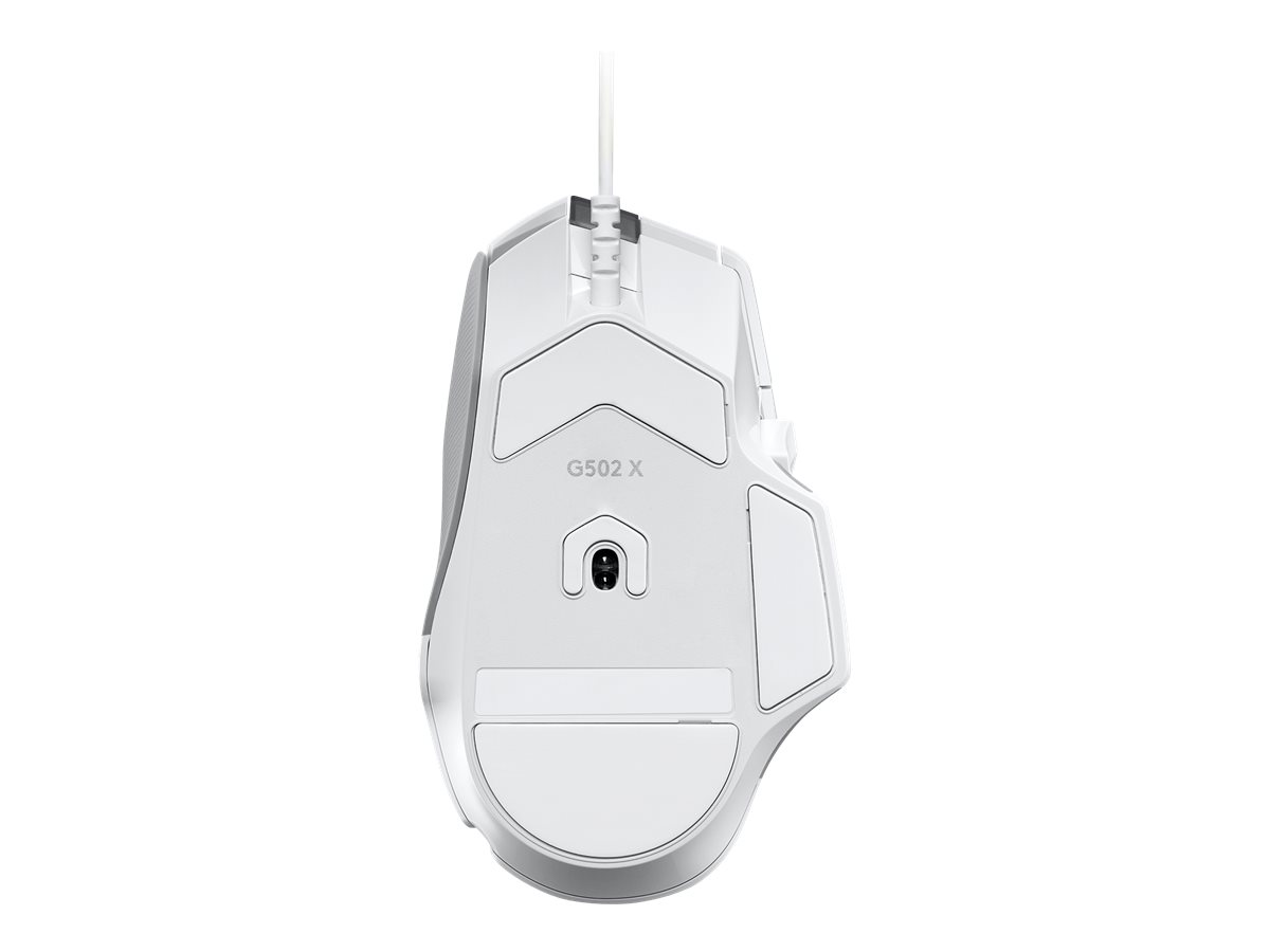 Logitech G502 X Wired Gaming Mouse - LIGHTFORCE hybrid optical-mechanical primary switches, HERO 25K gaming sensor, compatible with PC - macOS/Windows - White - Ratón - óptico - cableado - USB - blanco