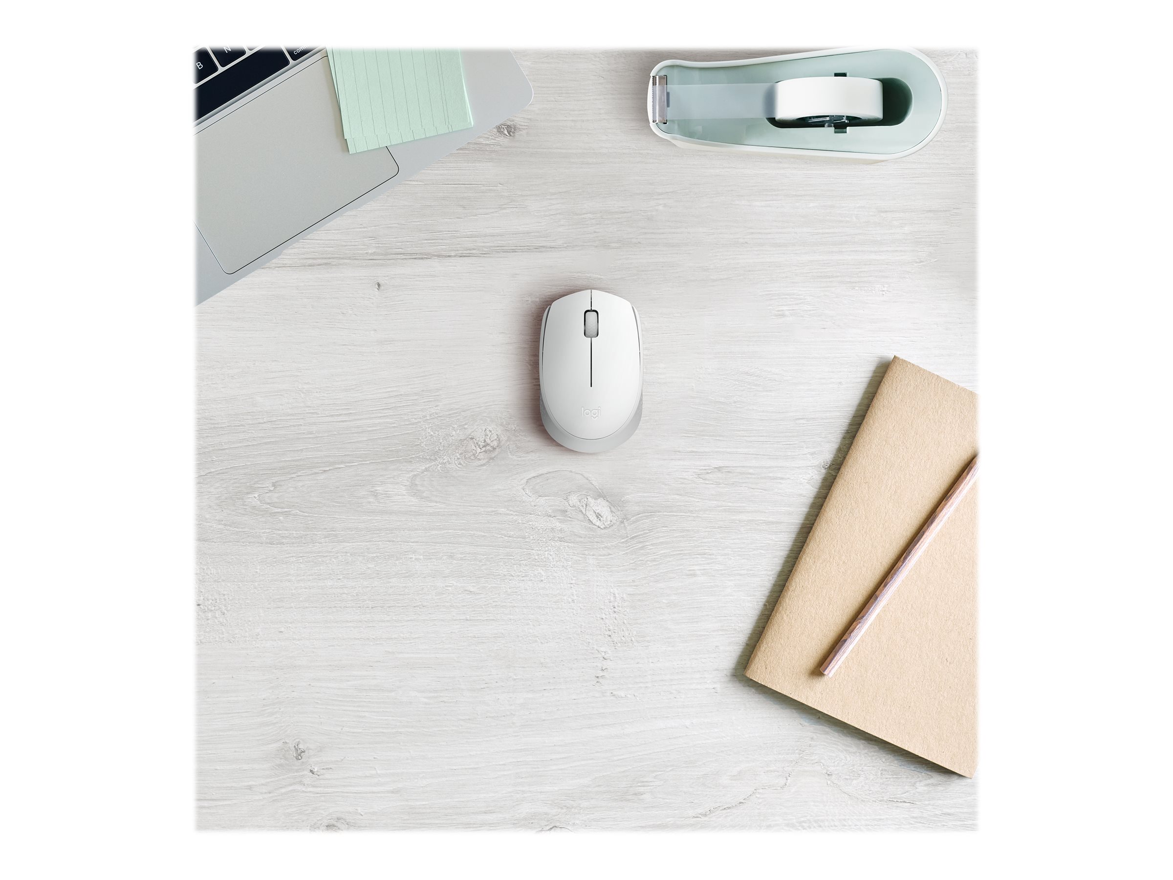 Logitech M170 Wireless Mouse, Ambidextrous, Off-white - Ratón - diestro y zurdo - óptico - 3 botones - inalámbrico - 2.4 GHz - receptor inalámbrico USB - blanco hueso