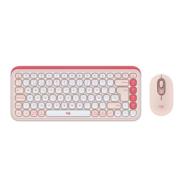 Combo Teclado y Mouse Logitech Pop Icon Bluetooth Español Rosado