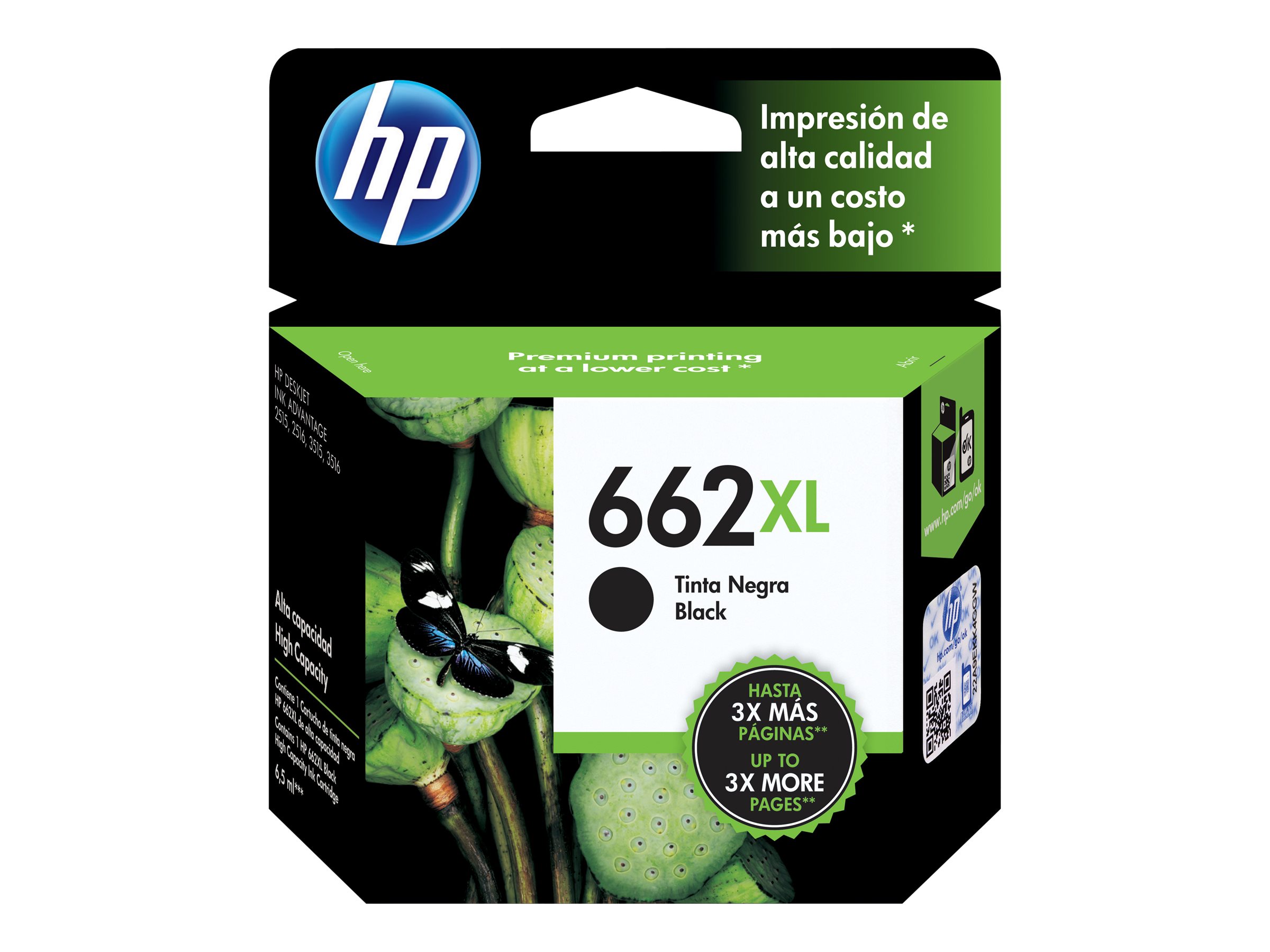 Tinta HP 662XL Cartucho Negro 360 Páginas Alto Rendimiento