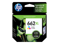 Tinta HP 662XL Cartucho Cian Magenta Amarillo 300 Páginas Alto Rendimiento