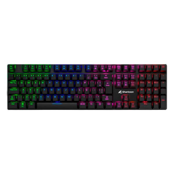 Teclado Sharkoon Purewriter Mecánico USB Completo Inglés RGB Switch Rojo