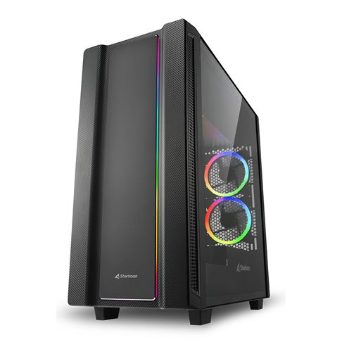 Gabinete para PC Sharkoon REV220 Mid Tower ATX Vidrio Templado 5 Ventiladores RGB Negro