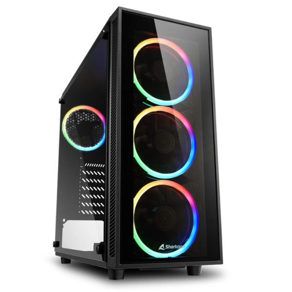 Gabinete para PC Sharkoon TG4 Mid Tower ATX Vidrio Templado 4 Ventiladores ARGB Negro