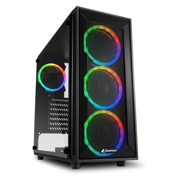 Gabinete para PC Sharkoon TG4M Mid Tower ATX Vidrio Templado 4 Ventiladores RGB Negro