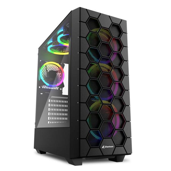 Gabinete para PC Sharkoon Hex Mid Tower ATX Vidrio Templado 6 Ventiladores RGB Negro