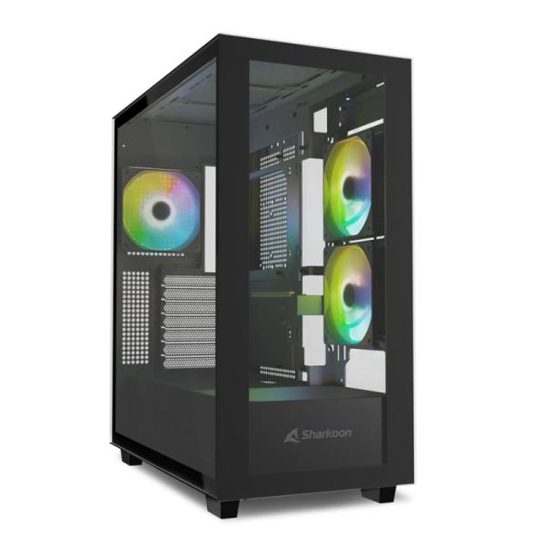 Gabinete para PC Sharkoon Rebel C60 Mid Tower ATX Vidrio Templado 4 Ventiladores RGB Negro