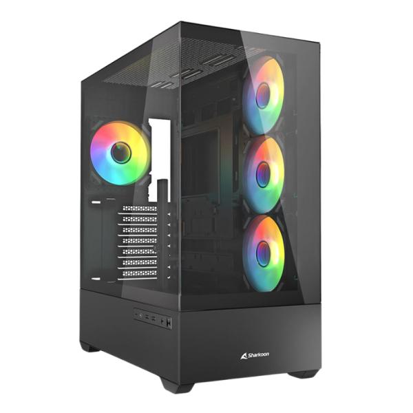 Gabinete para PC Sharkoon AK6 Mid Tower ATX Vidrio Templado 4 Ventiladores Negro