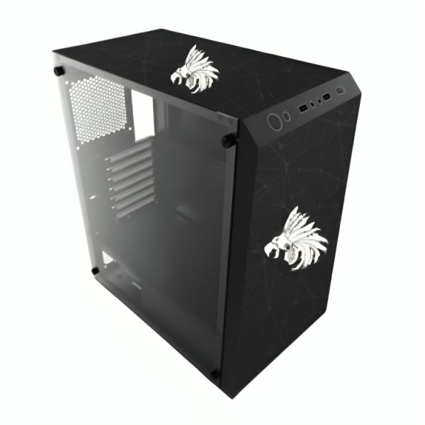 Gabinete para PC Eagle Warrior CG01W8RA001C Mid Tower ATX Vidrio Templado sin Ventiladores RGB Negro