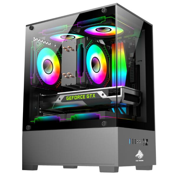 Gabinete para PC Eagle Warrior CG01J2RA001C Mini Tower Micro-ATX Vidrio Templado sin Ventiladores