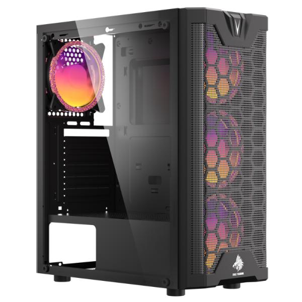 Gabinete para PC Eagle Warrior CG12AARA002C Mid Tower ATX Vidrio Templado 3 Ventiladores ARGB Negro