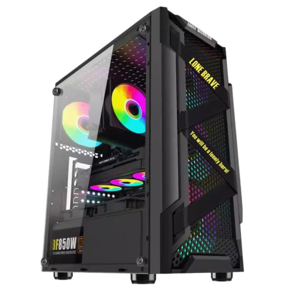 Gabinete para PC Eagle Warrior CG08Q3RA003C ATX Vidrio Templado 3 Ventiladores ARGB Negro