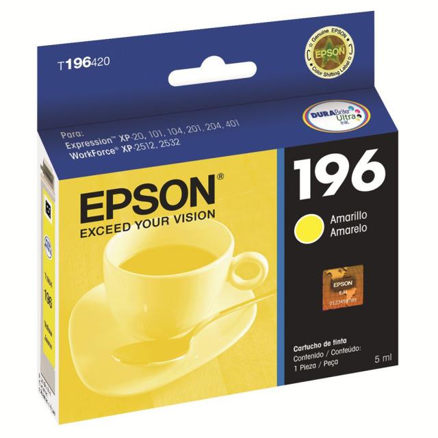 Epson T196 - Amarillo - original - cartucho de tinta - para Expression XP-101, XP-201, XP-211, XP-214, XP-401, XP-411; WorkForce WF-2532