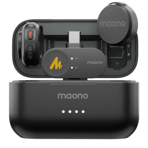 Micrófono Maono WM650 PC2 Lavalier Inalámbrico Omnidireccional USB-C Doble