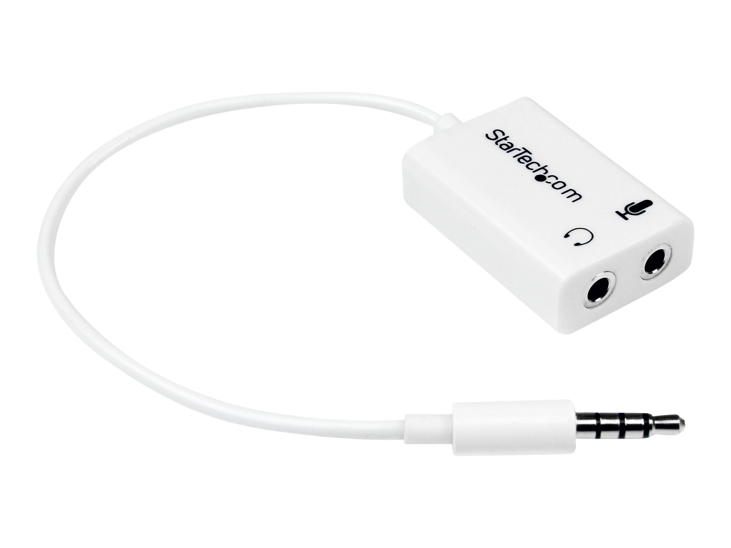 StarTech.com Adaptador de Auriculares con Micrófono Mini-Jack 3,5mm 4 pines a Conectores de Auriculares y de Micrófono - M a 2xH Blanco - Separador de auriculares - mini-phone stereo 3.5 mm hembra a miniconector de 4 polos macho - 15.25 cm - blanco - para P/N: MUHSMF2M