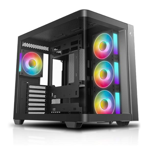 Gabinete para PC DeepCool CG530U 4F Mid Tower Vidrio Templado 4 Ventiladores ARGB Negro