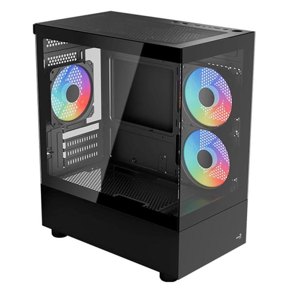 Gabinete para PC AeroCool Viewport Mini-G-BK-V2 Mini Tower Vidrio Templado 3 Ventiladores Negro