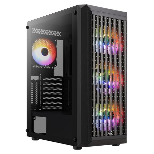 Gabinete para PC AeroCool Beam-G-BK-V2 Mid Tower Vidrio Templado 4 Ventiladores RGB Negro