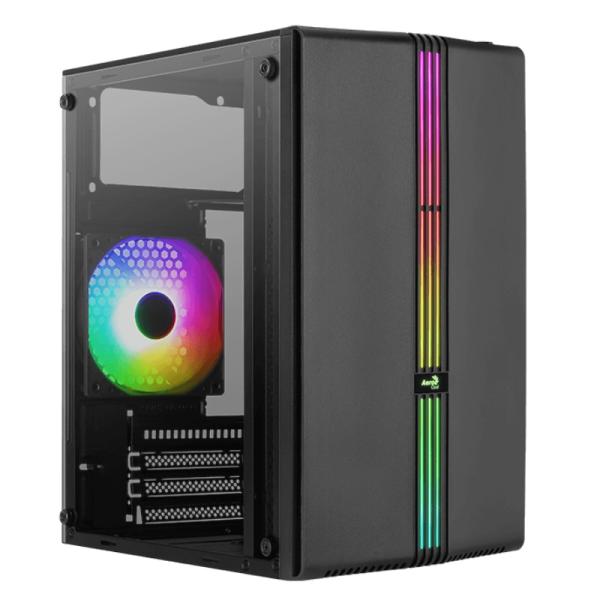 Gabinete para PC AeroCool Evo Mini-G-BK-V1 Mini Tower Vidrio Templado 1 Ventilador RGB Negro