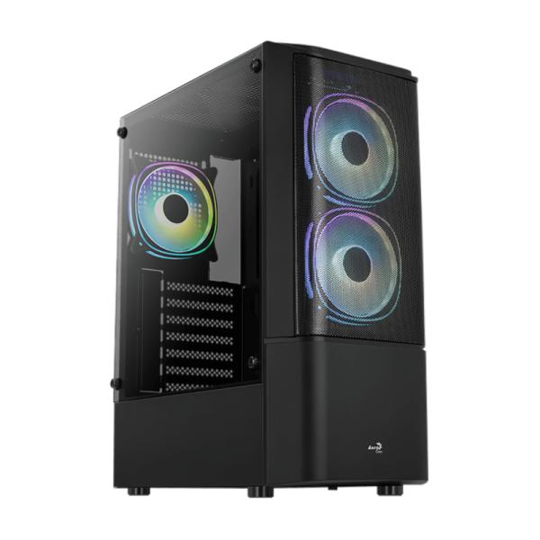 Gabinete para PC AeroCool Quantum Mesh-G-BK-V3 Mid Tower Vidrio Templado 3 Ventiladores RGB Negro