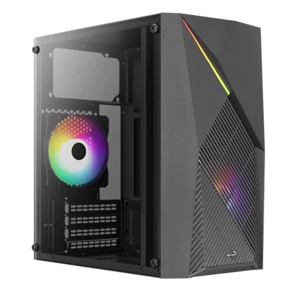 Gabinete para PC AeroCool Raider Mini-G-BK-V1 Mini Tower Vidrio Templado 1 Ventilador RGB Negro
