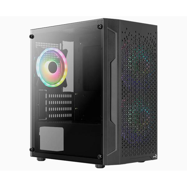 Gabinete para PC AeroCool Trinity Mini G-BK-V3 Mini Tower Vidrio Templado RGB Negro