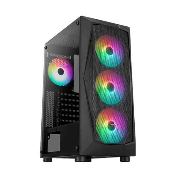 Gabinete para PC AeroCool Falcon G-BK-V2 Mid Tower Vidrio Templado 4 Ventiladores RGB Negro