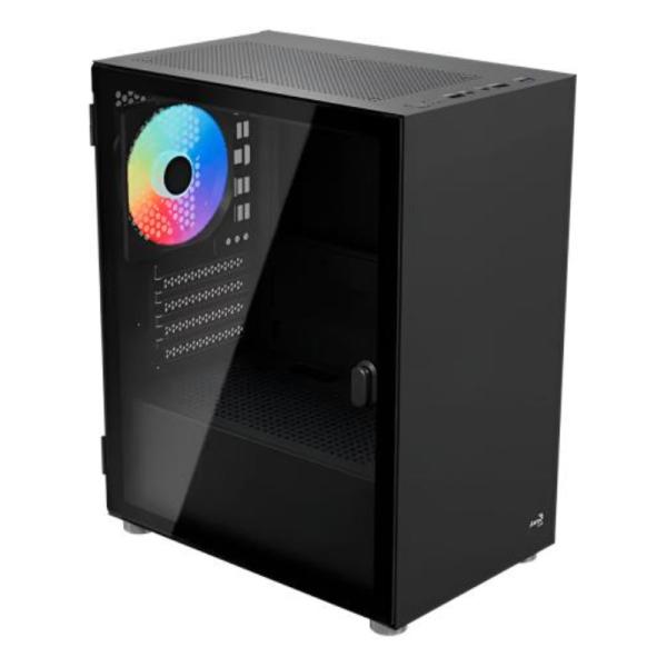 Gabinete para PC AeroCool CS-111-G-BK-V2 Mini Tower Vidrio Templado 3 Ventiladores RGB Negro