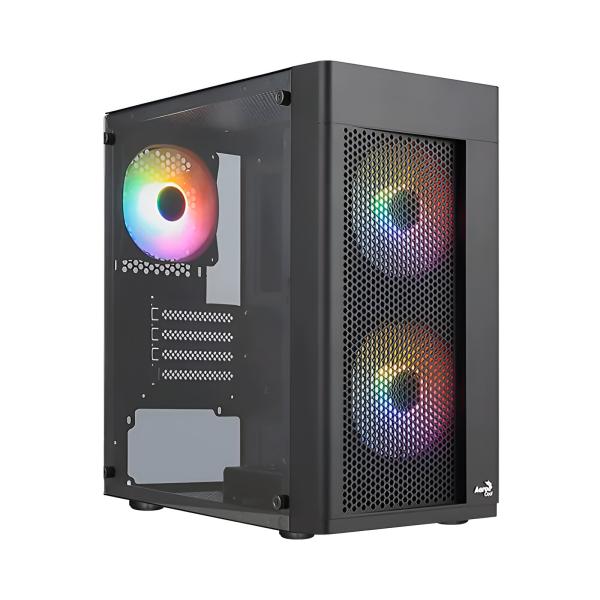 Gabinete para PC AeroCool Hexform G-BK-V2 Mini Tower Vidrio Templado 3 Ventiladores RGB Negro