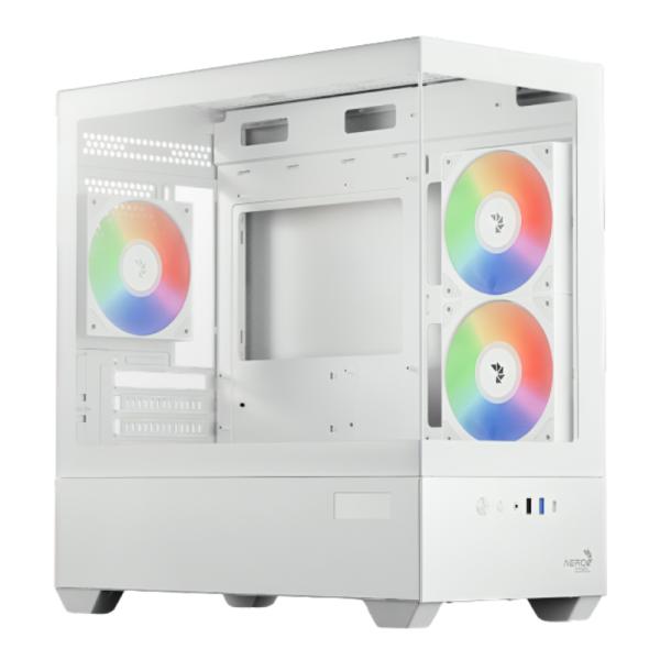 Gabinete para PC AeroCool P300D Digi V1 Mini Tower Vidrio Templado 3 Ventiladores RGB Blanco