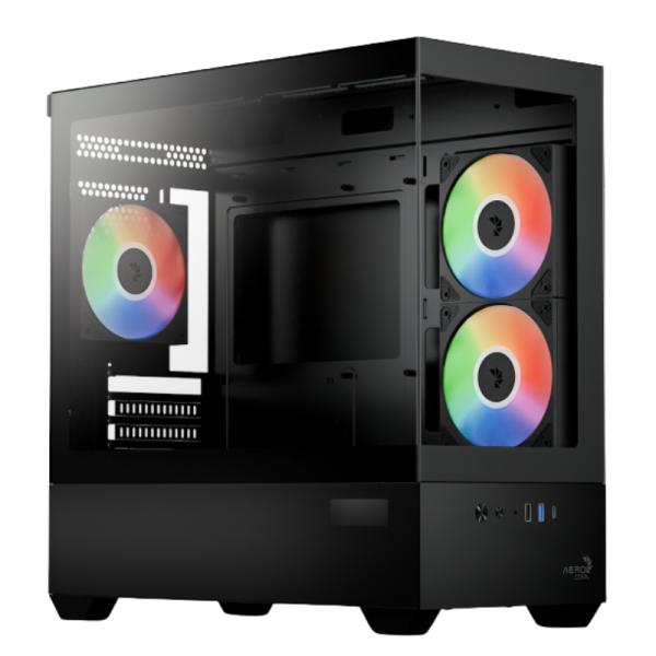 Gabinete para PC AeroCool P300D Digi V1 Mini Tower Vidrio Templado 3 Ventiladores RGB Negro