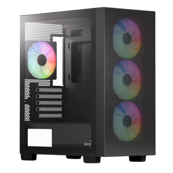 Gabinete para PC AeroCool B310A Flow V1 Mini Tower 4 Ventiladores RGB Negro