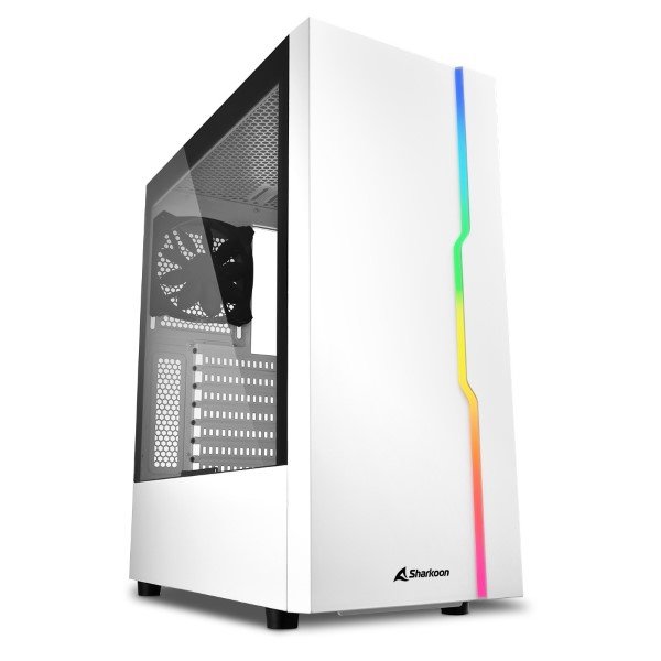 Gabinete para PC Sharkoon Slider Mid Tower Vidrio Templado 1 Ventilador RGB Blanco