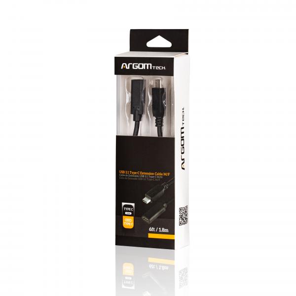 Cable Argom ARG-CB-0064 USB-C Macho a Hembra 1.8m USB 3.1