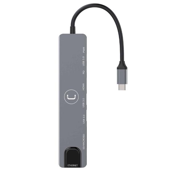 Hub Unno HB1109SV USB-C 8 Puertos HDMI RJ45 microSD 5Gbps