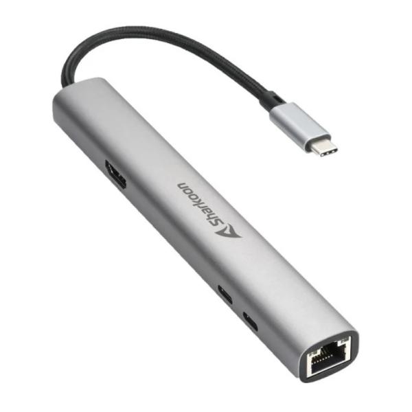 Hub Sharkoon Officepal USB-C HDMI 4K 60Hz RJ45 USB 3.2 Gen 2 10Gbps