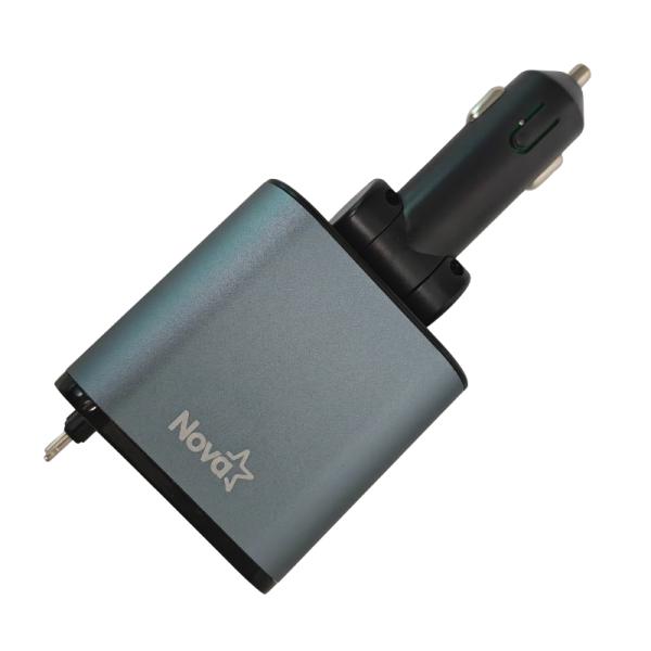 Cargador de Auto Nova PA065EBC001C USB-C + Lightning + USB-A 120 W Retráctil