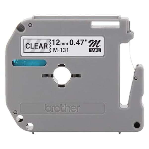 Cinta No Laminada Brother M131 12mm Negro Sobre Transparente