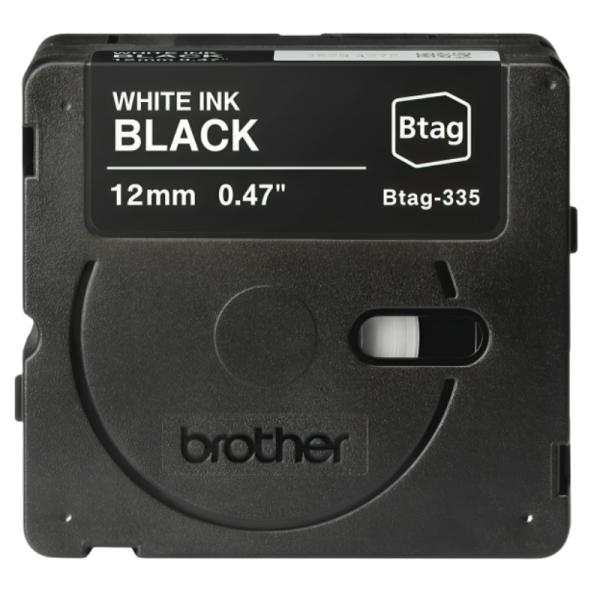 Cassette de Rotuladora Brother BTAG335 Cinta de Etiquetado 12mm Blanco Sobre Negro