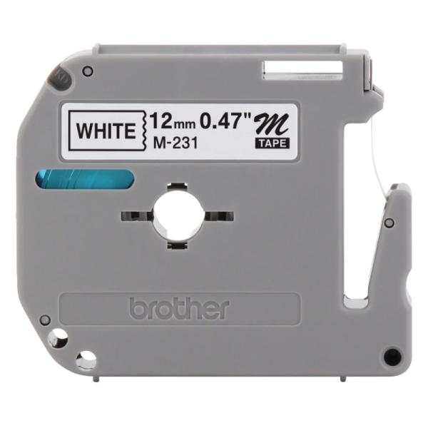 Cassette de Rotuladora Brother Cinta de Etiquetado 12mm Negro Sobre Blanco