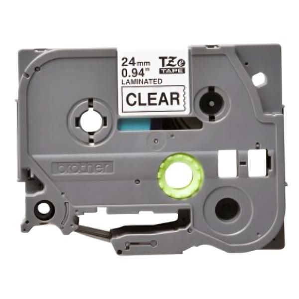 Cassette de Rotuladora Brother TZE151G Cinta de Etiquetado 24mm Negro Sobre Transparente