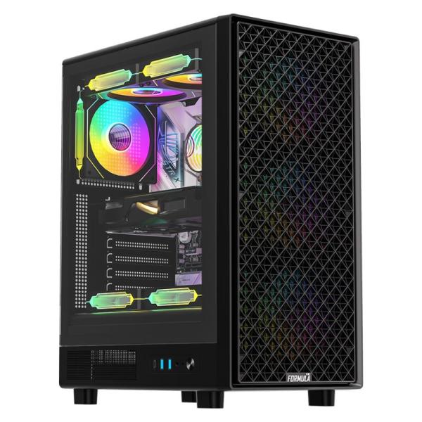 Gabinete para PC Formula V Line Mana Dynamic AR Mid Tower Vidrio Templado 4 Ventiladores Negro