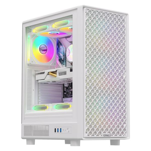 Gabinete para PC Formula V Line Mana Dynamic AR Mid Tower Vidrio Templado 4 Ventiladores Blanco